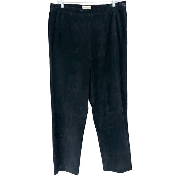 Coldwater Creek Black Genuine Suede Leather Pants Size 16P - Picture 1 of 16